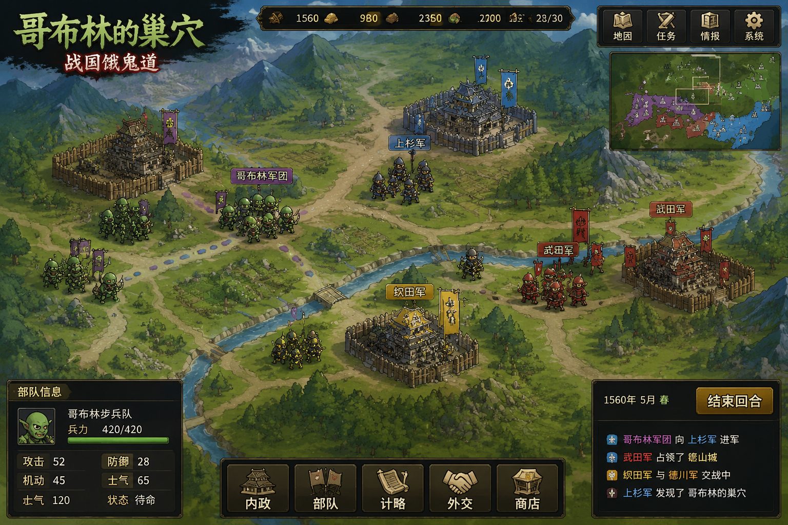 哥布林的巢穴 战国饿鬼道 探索场景 玩法截图 4