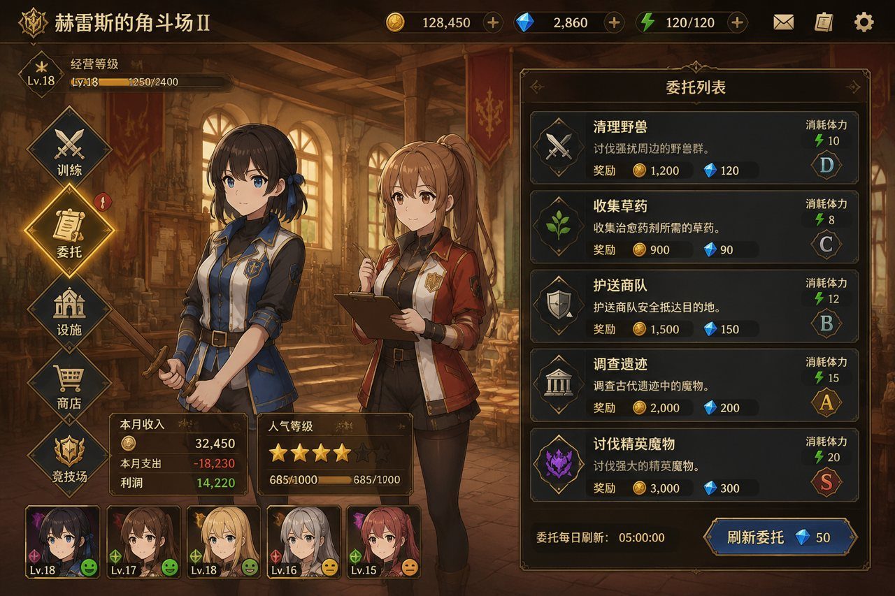 赫雷斯的角斗场Ⅱ 设施升级 玩法截图 1
